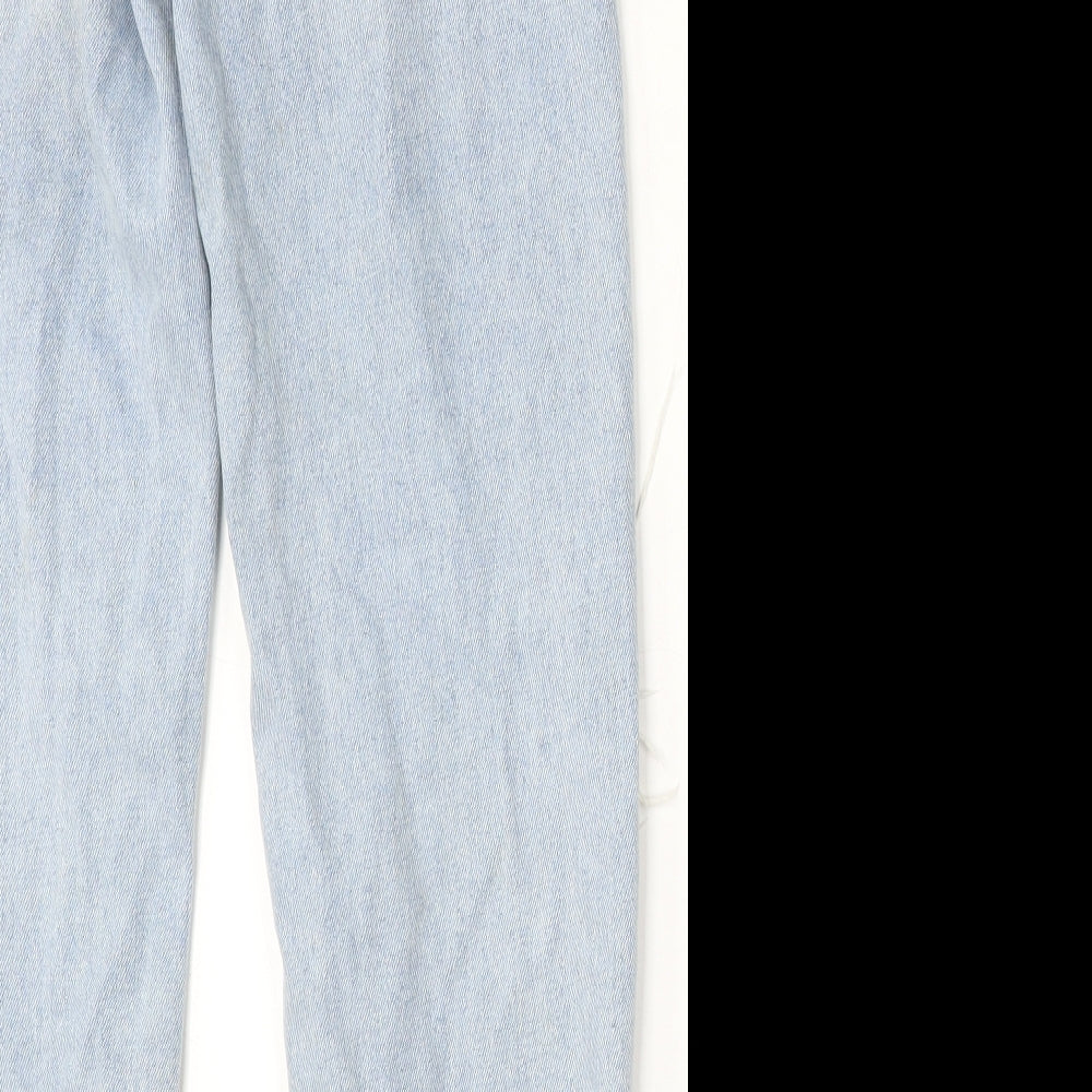 New Look Girls Blue Cotton Straight Jeans Size 11 Years Regular Button - Mom Fit Distressed