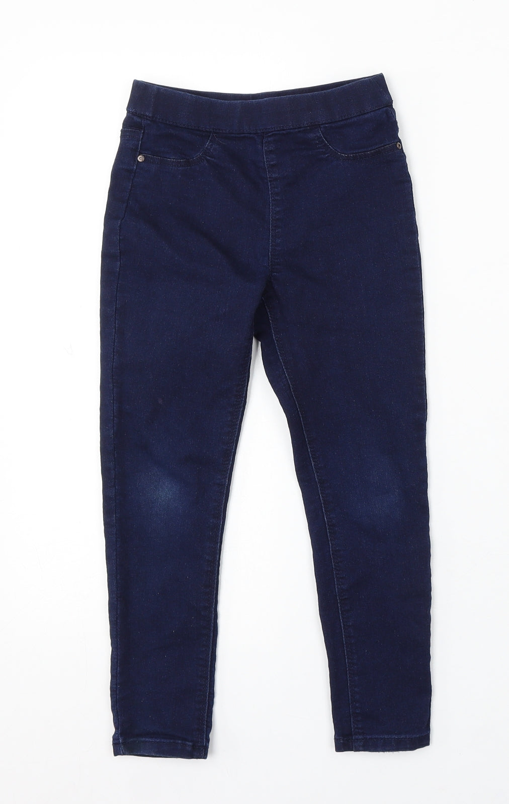 Matalan Girls Blue Cotton Skinny Jeans Size 6 Years Regular Pullover