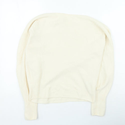 Preworn Womens Beige Round Neck Cotton Pullover Jumper Size S