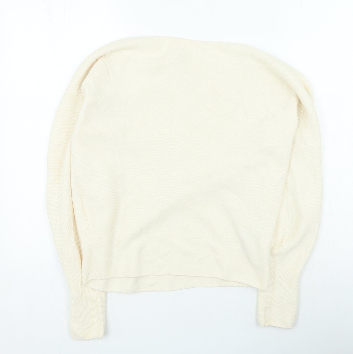 Preworn Womens Beige Round Neck Cotton Pullover Jumper Size S