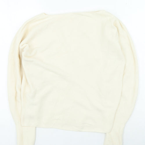 Preworn Womens Beige Round Neck Cotton Pullover Jumper Size S