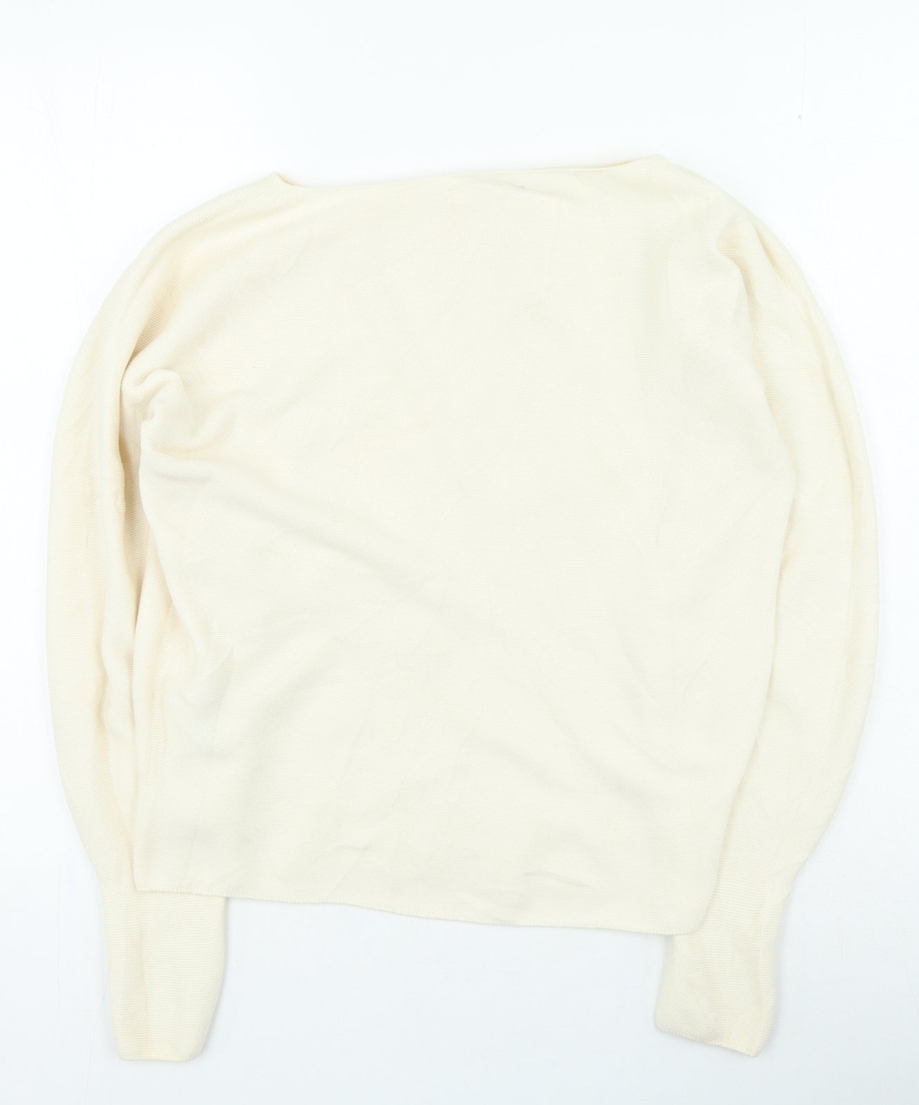 Preworn Womens Beige Round Neck Cotton Pullover Jumper Size S