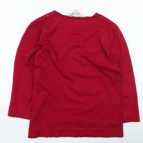 TIGI Womens Red V-Neck Viscose Pullover Jumper Size 10