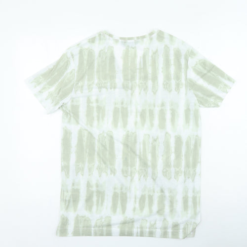 Marks and Spencer Womens Green Geometric Polyester Basic T-Shirt Size 10 V-Neck