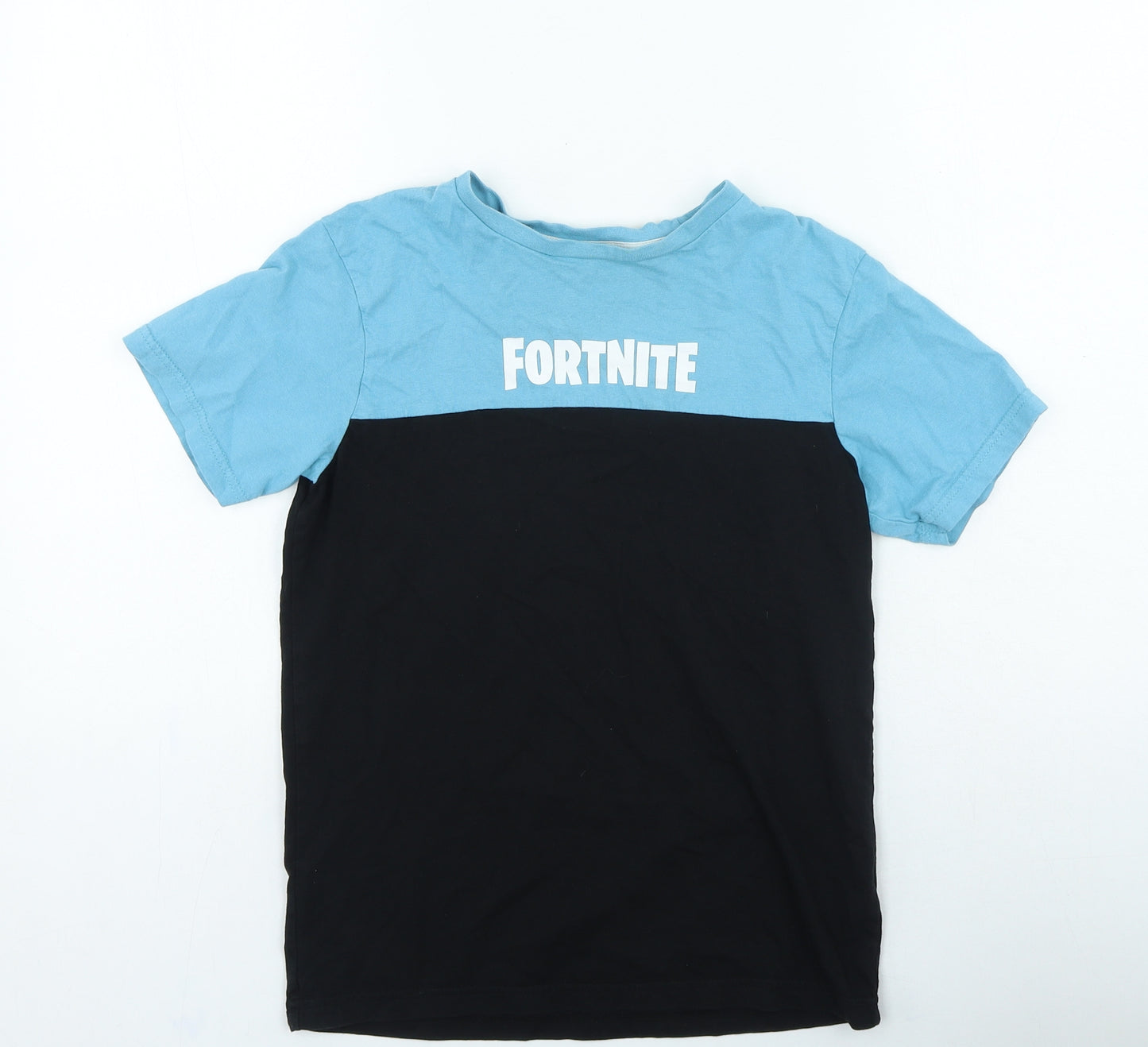 George Boys Blue Colourblock Cotton Basic Casual Size M Round Neck Pullover - Fortnite