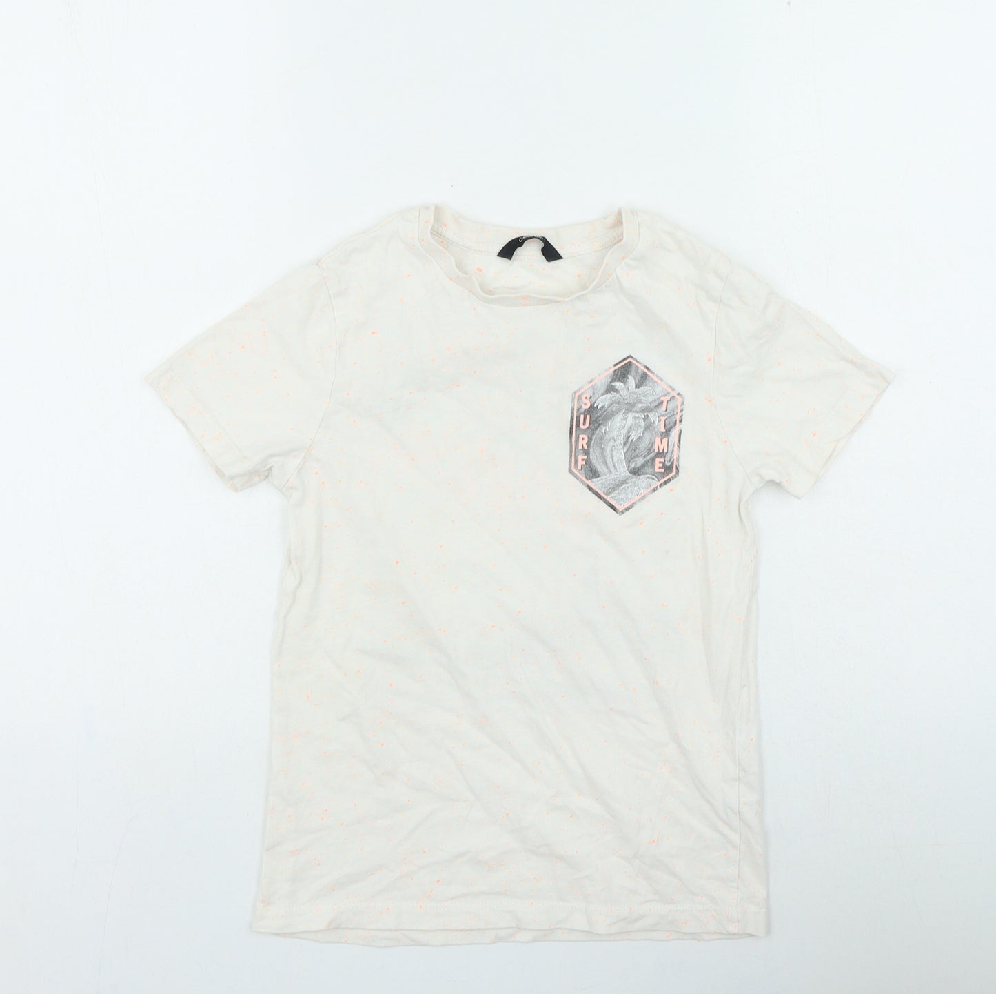 George Boys White Spotted Cotton Basic Casual Size 8-9 Years Round Neck Pullover - Surf Time