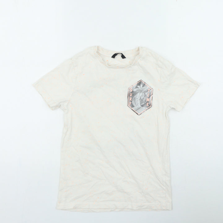 George Boys White Spotted Cotton Basic Casual Size 8-9 Years Round Neck Pullover - Surf Time