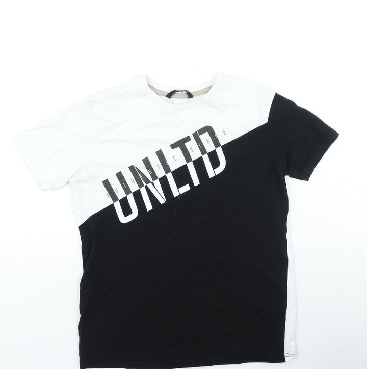 George Boys Black Colourblock Cotton Basic Casual Size L Round Neck Pullover - UNLTD