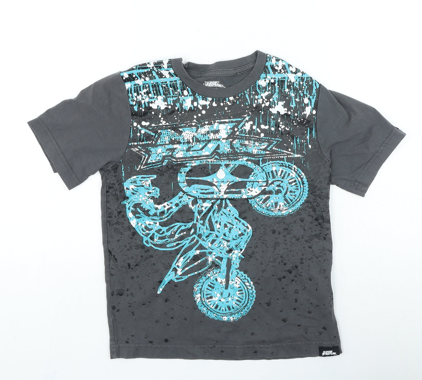 No Fear Boys Grey Cotton Basic Casual Size 11-12 Years Round Neck Pullover - Motorbike