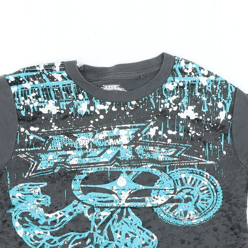 No Fear Boys Grey Cotton Basic Casual Size 11-12 Years Round Neck Pullover - Motorbike