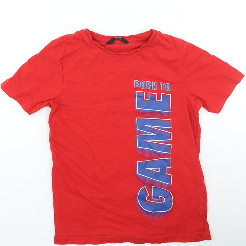 George Boys Red Cotton Basic Casual Size 9-10 Years Round Neck Pullover - Born To Game