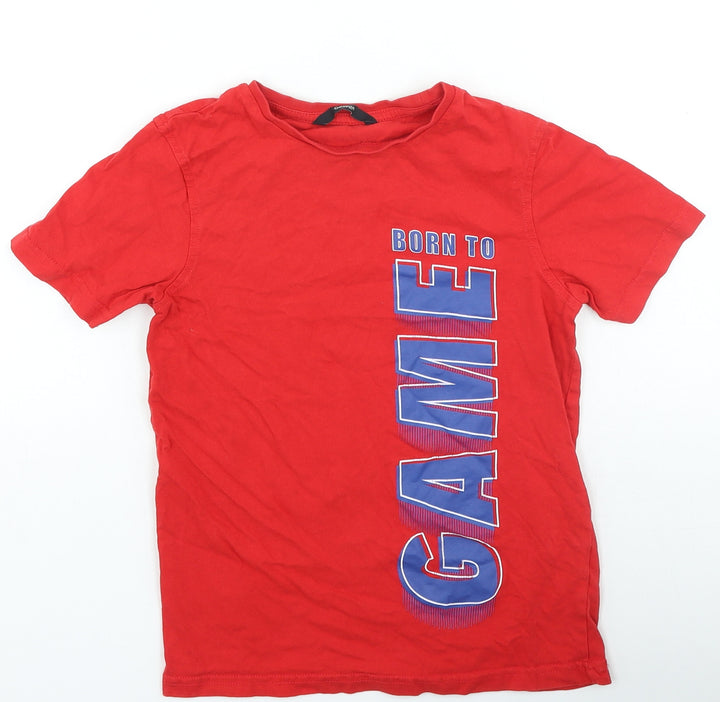 George Boys Red Cotton Basic Casual Size 9-10 Years Round Neck Pullover - Born To Game