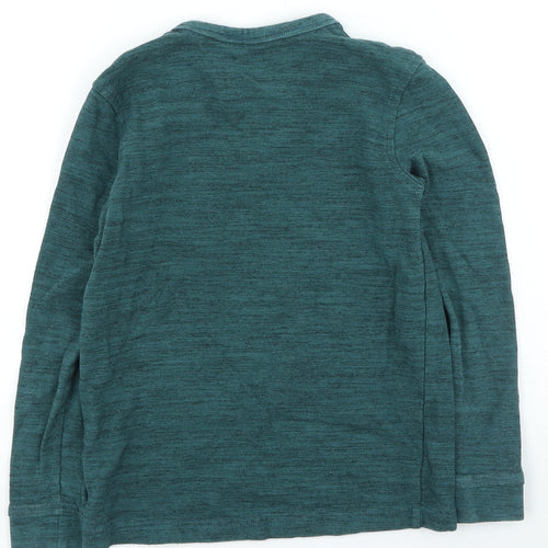 George Boys Green Cotton Basic Casual Size 8-9 Years Round Neck Button