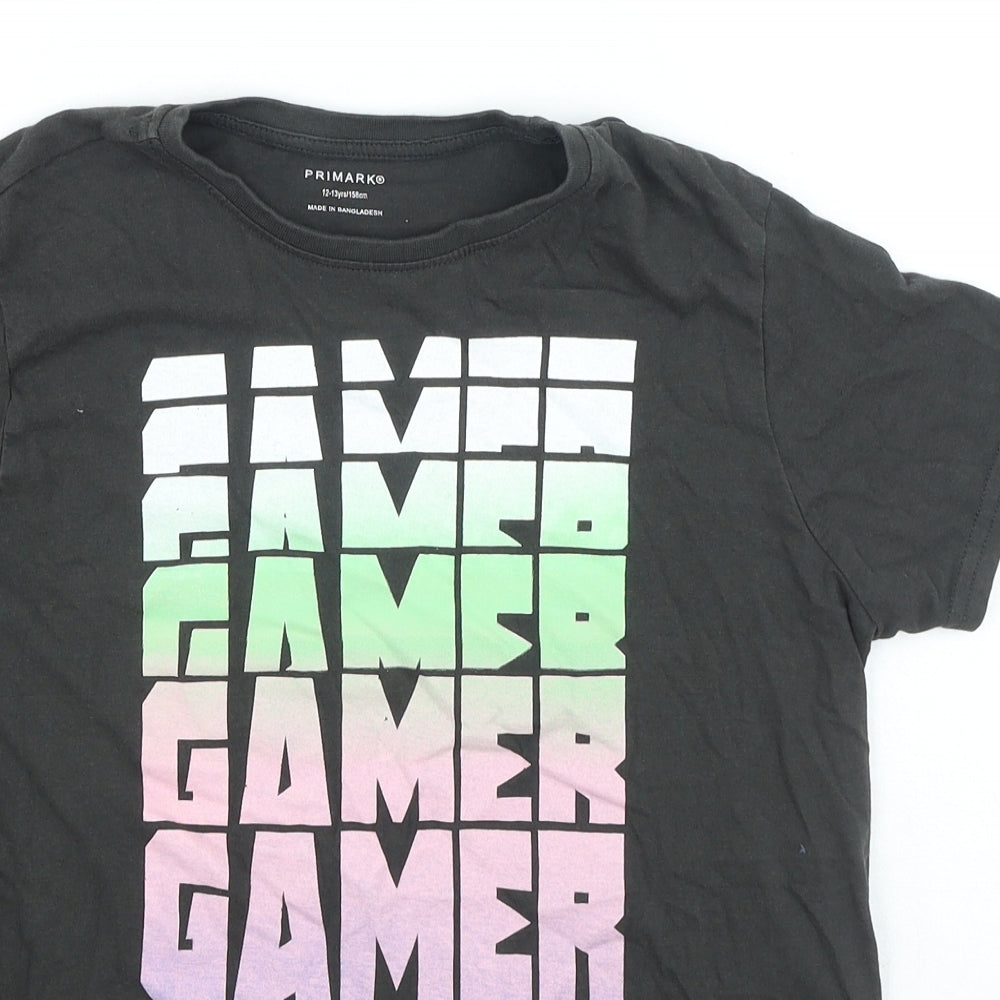 Primark Boys Green Cotton Basic Casual Size 9-10 Years Round Neck Pullover - Gamer