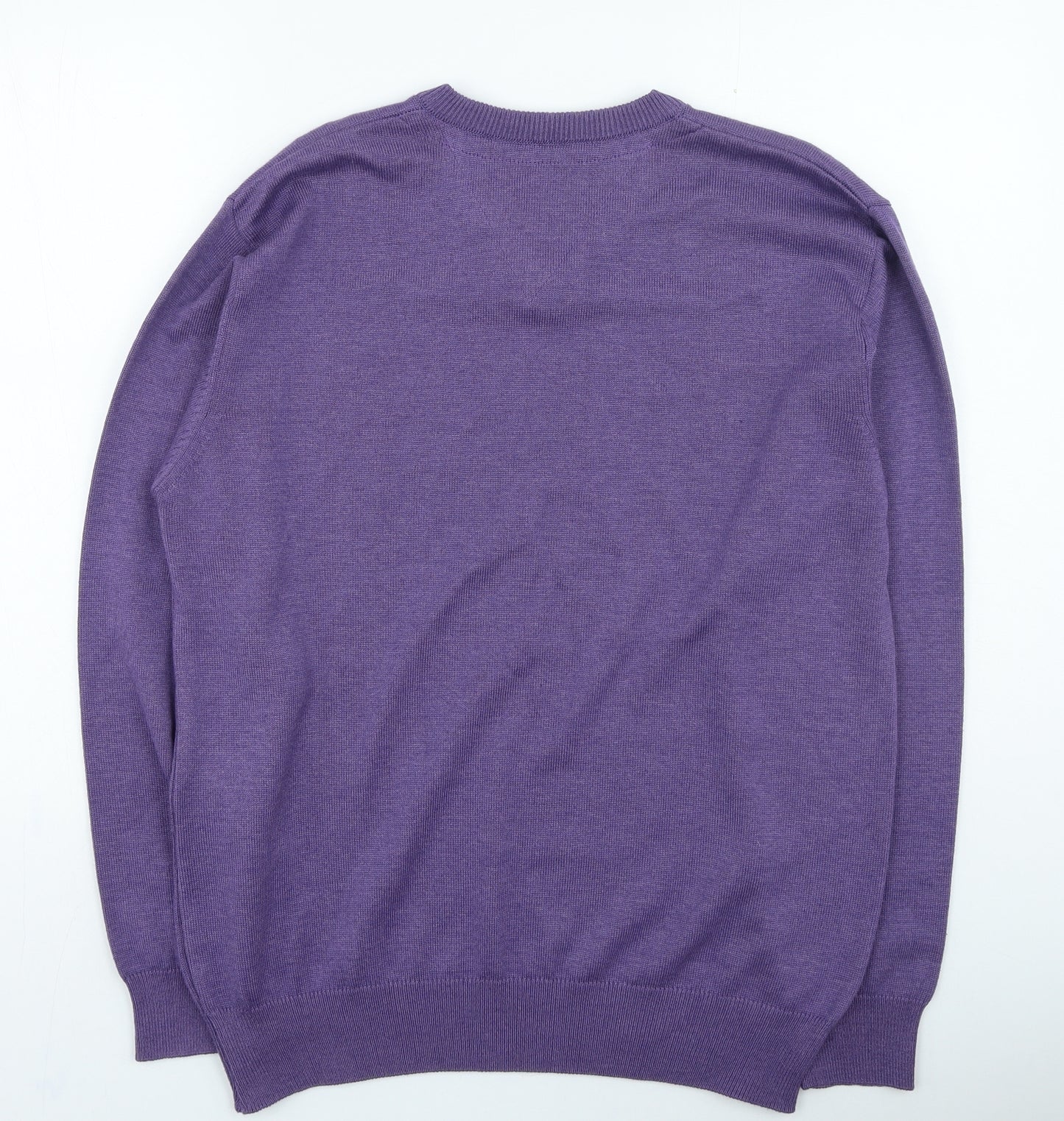 Benetti Mens Purple V-Neck Cotton Pullover Jumper Size L