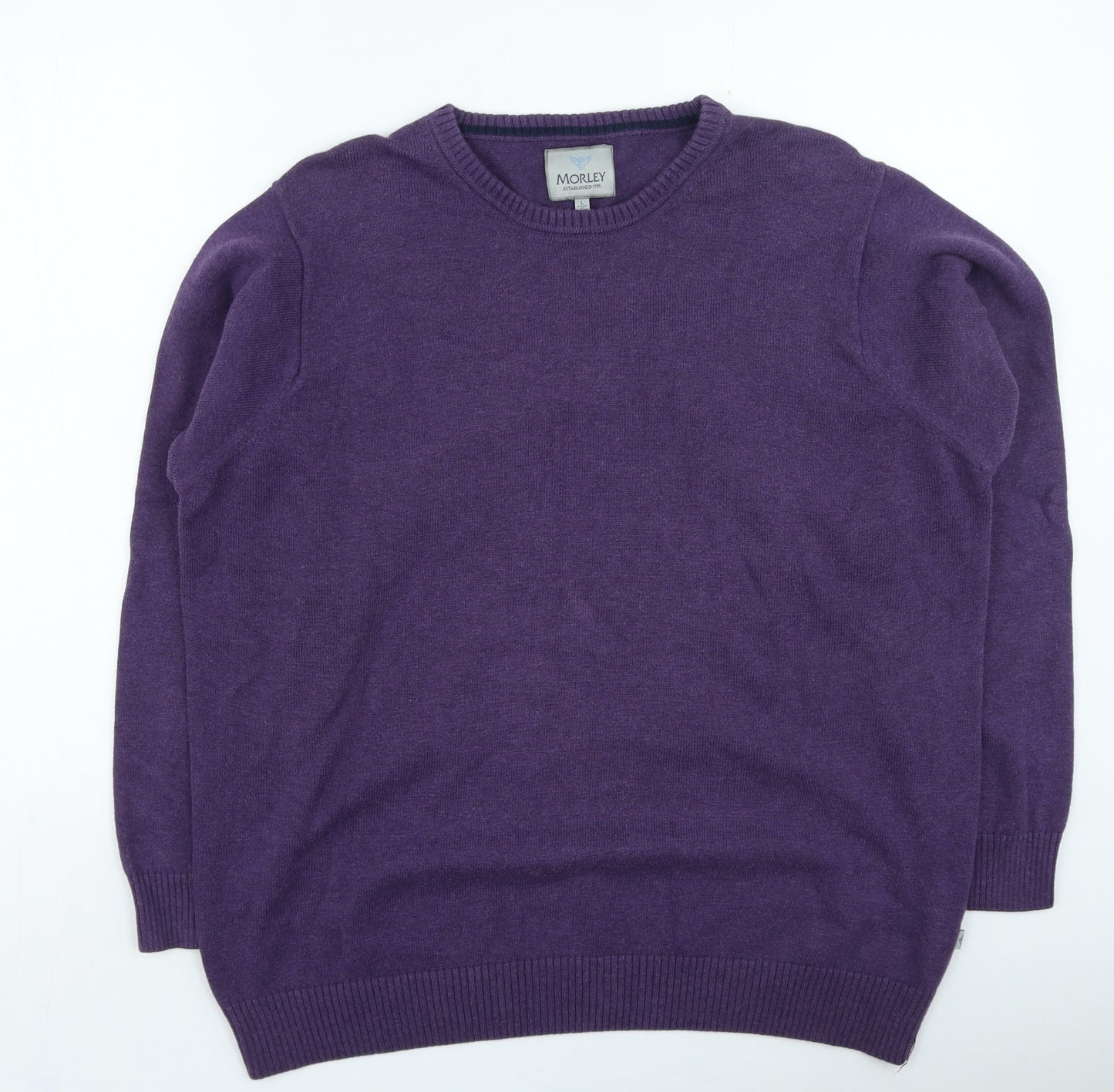 Morley Womens Purple Round Neck Cotton Pullover Jumper Size L