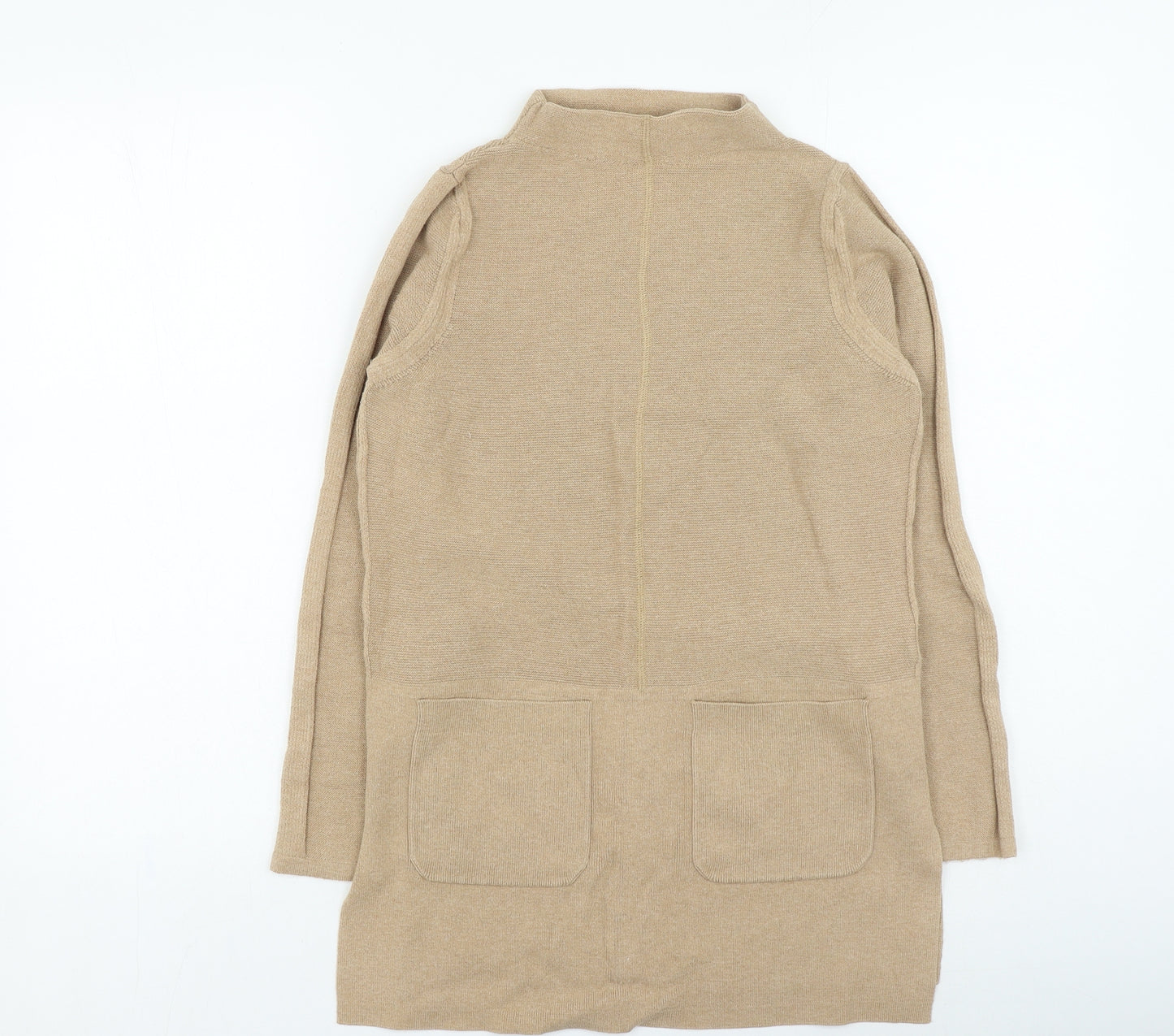 Marks and Spencer Womens Brown Mock Neck Cotton Pullover Jumper Size 8