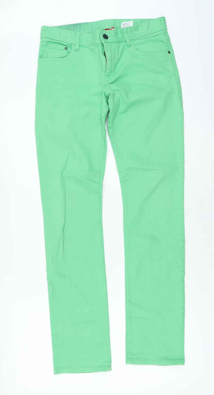 Preworn Womens Green Cotton Straight Jeans Size 32 in L27 in Regular Zip