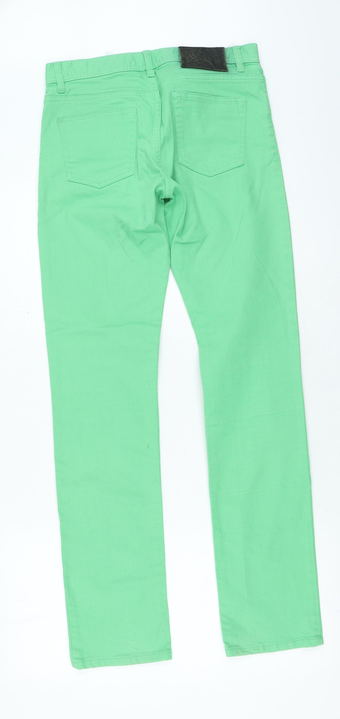 Preworn Womens Green Cotton Straight Jeans Size 32 in L27 in Regular Zip