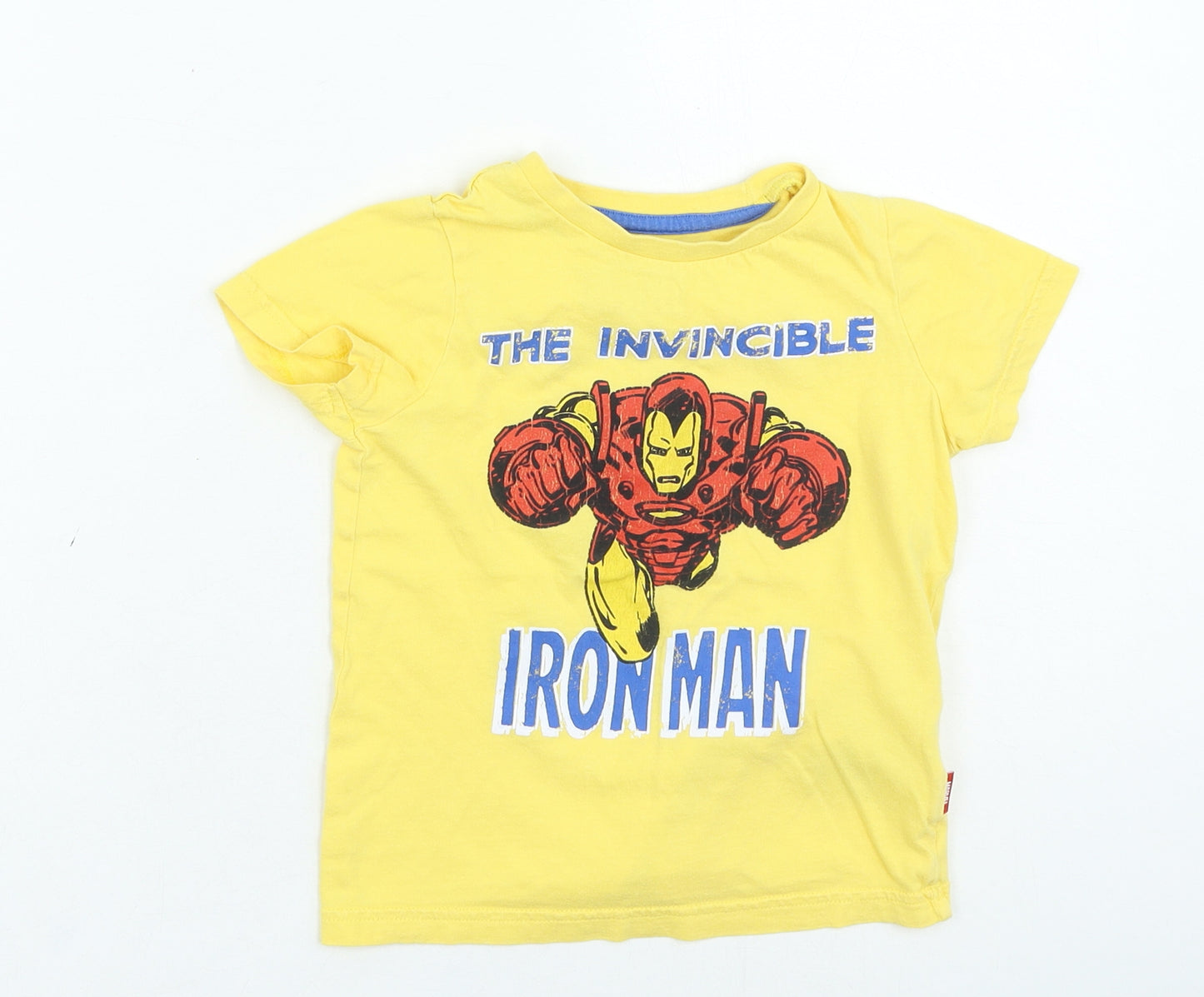 Marks and Spencer Boys Yellow Cotton Basic Casual Size 3-4 Years Round Neck Pullover - The Invincible Iron Man