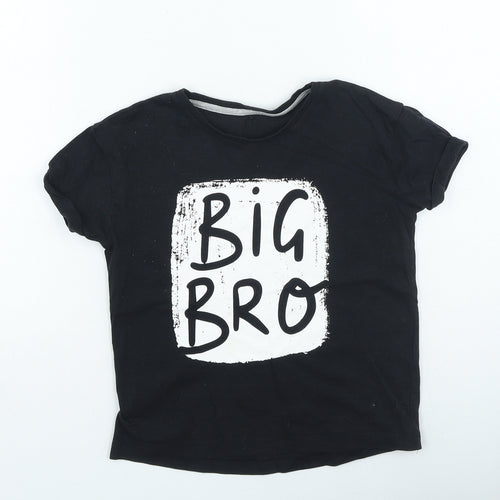 George Boys Black Cotton Basic Casual Size 6-7 Years Round Neck Pullover - Big Bro