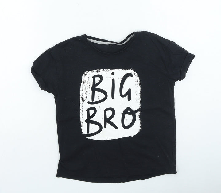 George Boys Black Cotton Basic Casual Size 6-7 Years Round Neck Pullover - Big Bro