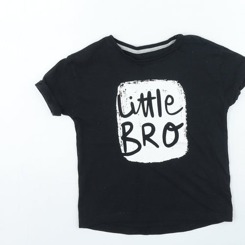 George Boys Black Cotton Basic Casual Size 5-6 Years Round Neck Pullover - Little Bro