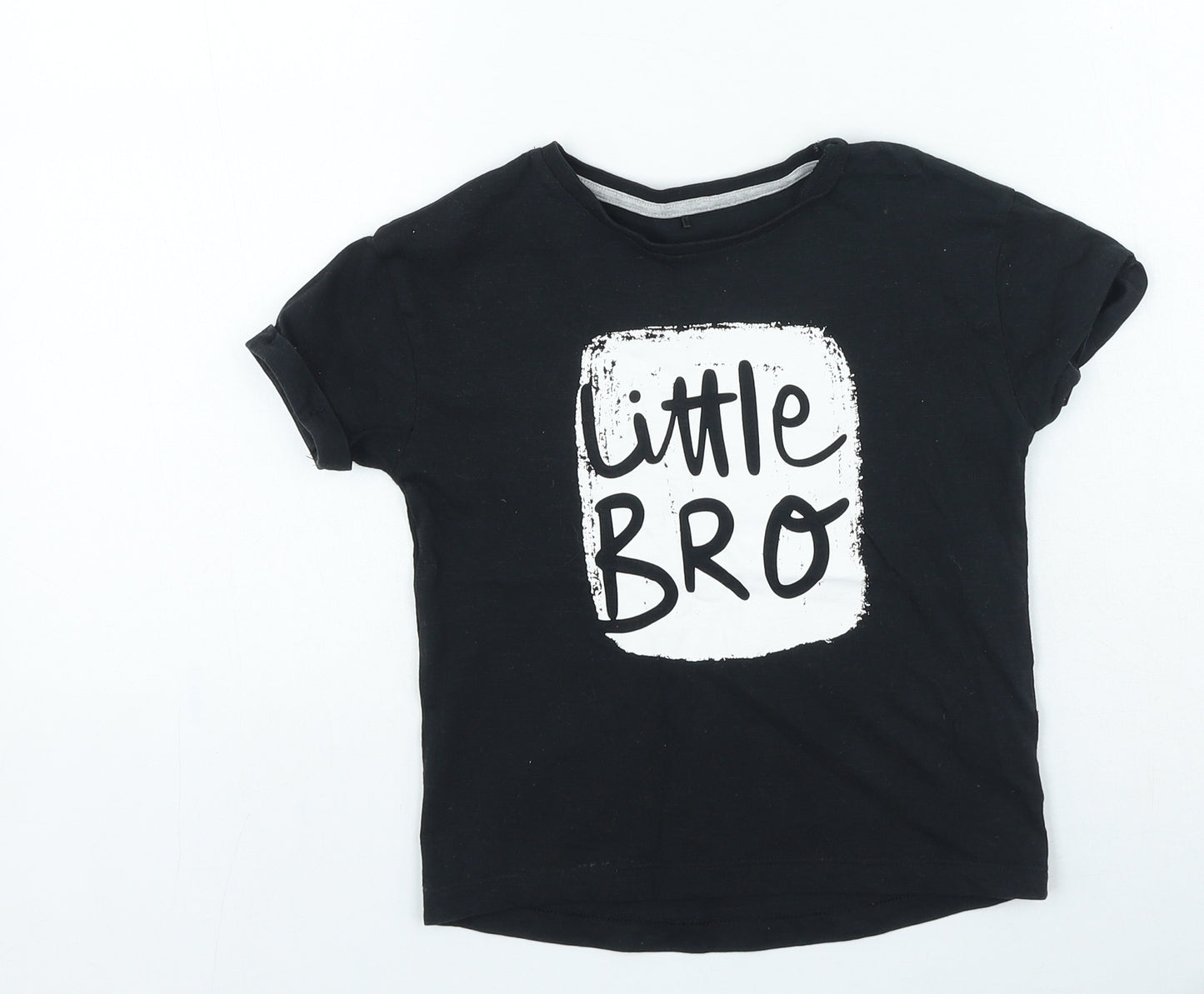 George Boys Black Cotton Basic Casual Size 5-6 Years Round Neck Pullover - Little Bro