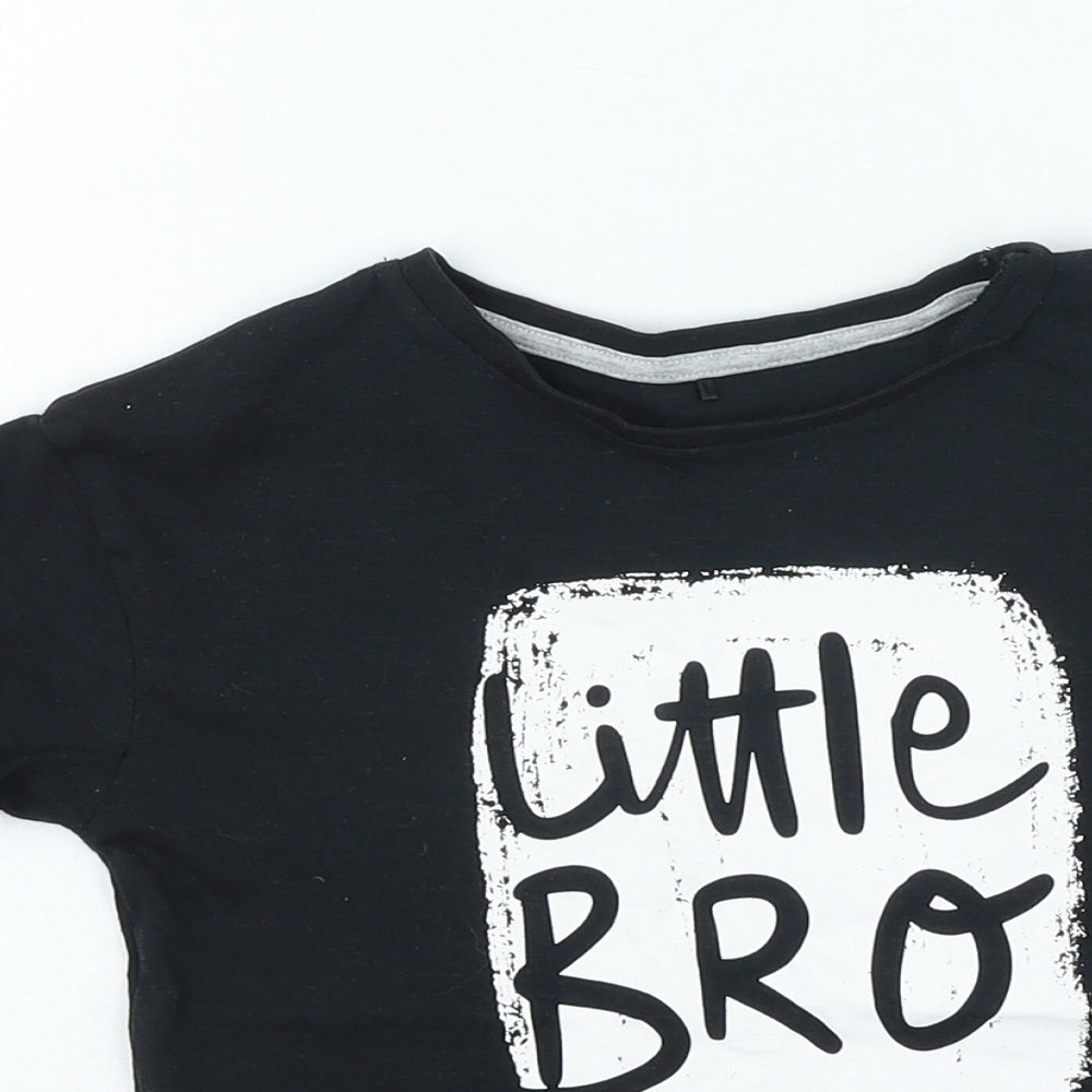 George Boys Black Cotton Basic Casual Size 5-6 Years Round Neck Pullover - Little Bro
