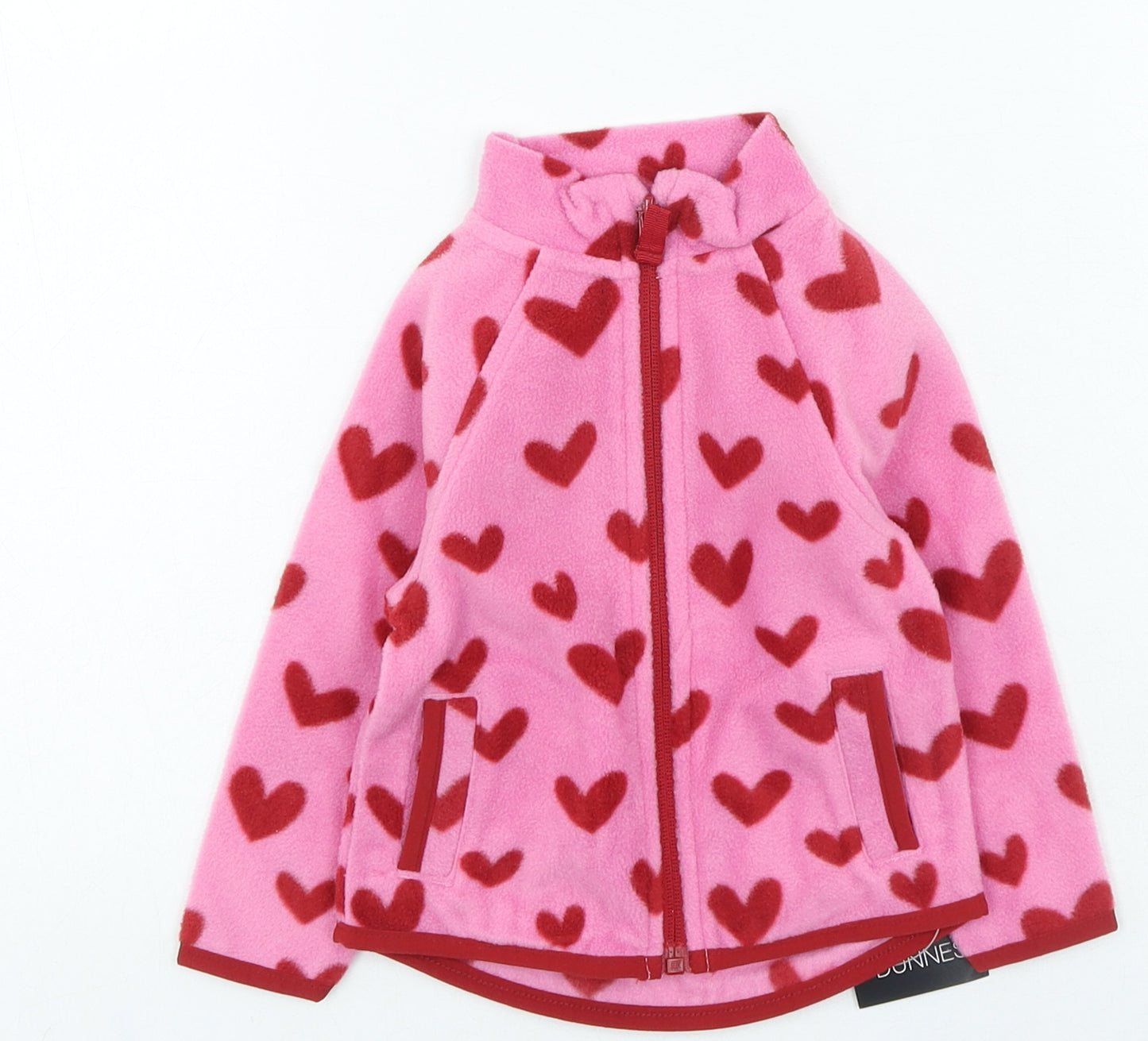 Dunnes Stores Girls Pink Geometric Jacket Size 9-12 Months Zip - Hearts