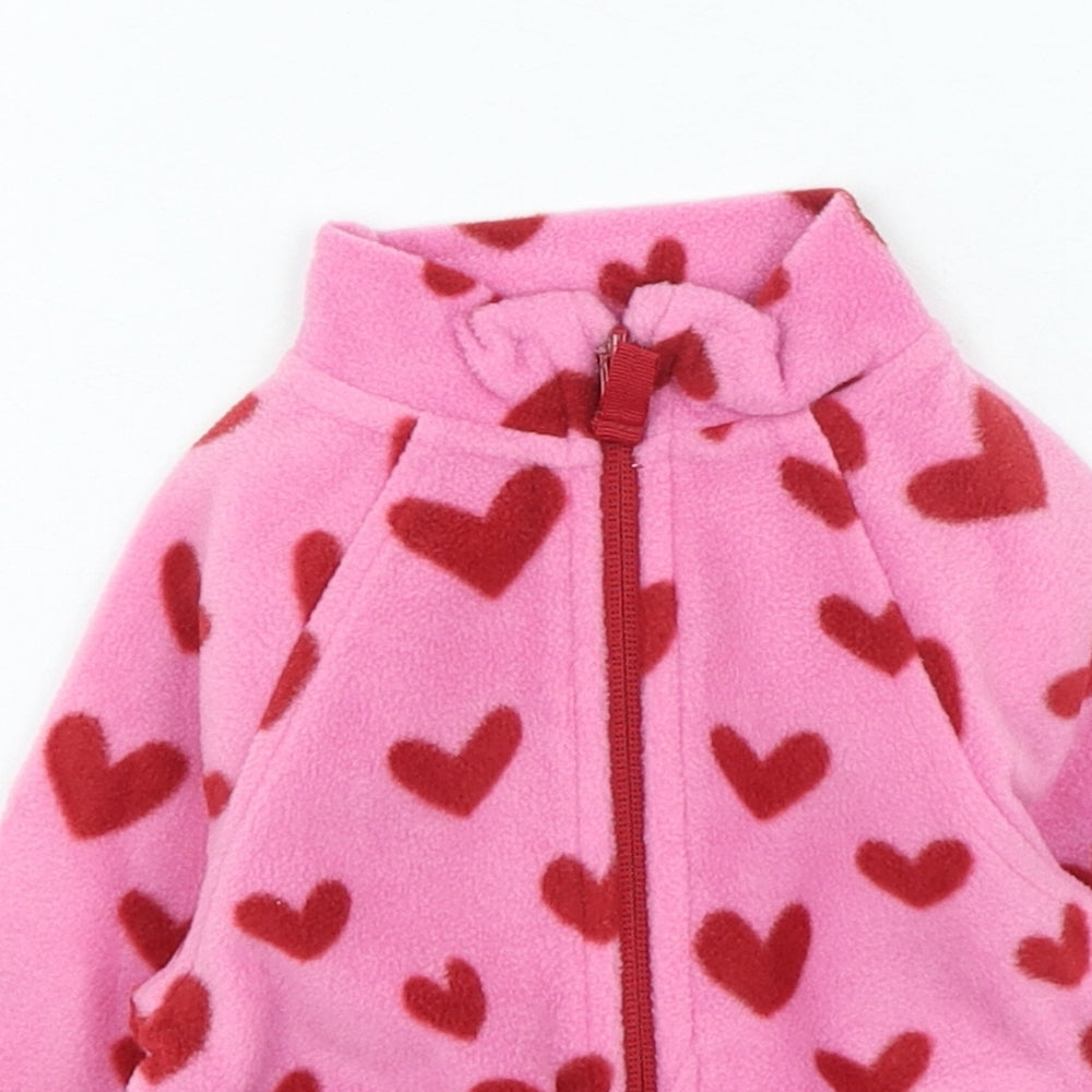Dunnes Stores Girls Pink Geometric Jacket Size 9-12 Months Zip - Hearts