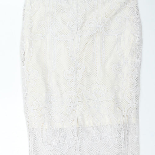 Rowen Avenue Womens Ivory Polyester Straight & Pencil Skirt Size M Zip