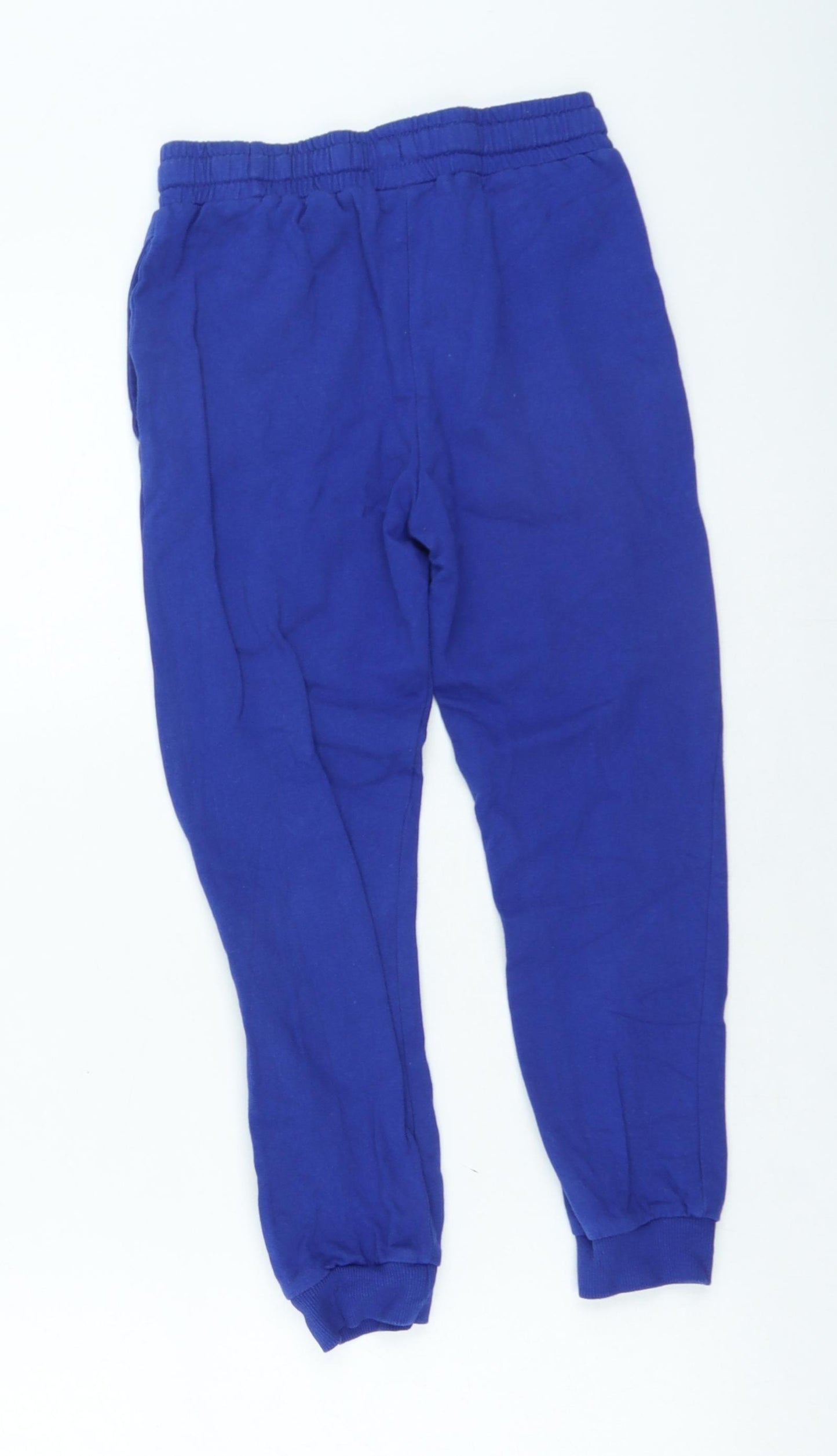 Preworn Boys Blue Cotton Jogger Trousers Size 12 Years Regular Drawstring - Minecraft
