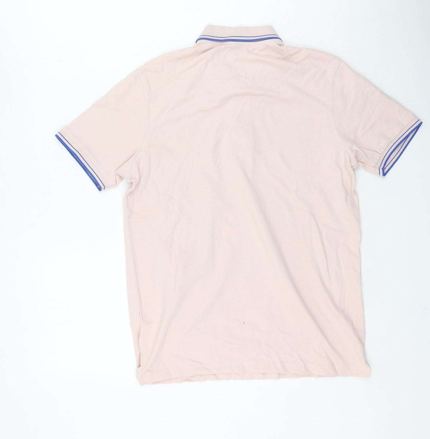 Replay Mens Pink Cotton Polo Size M Collared Button