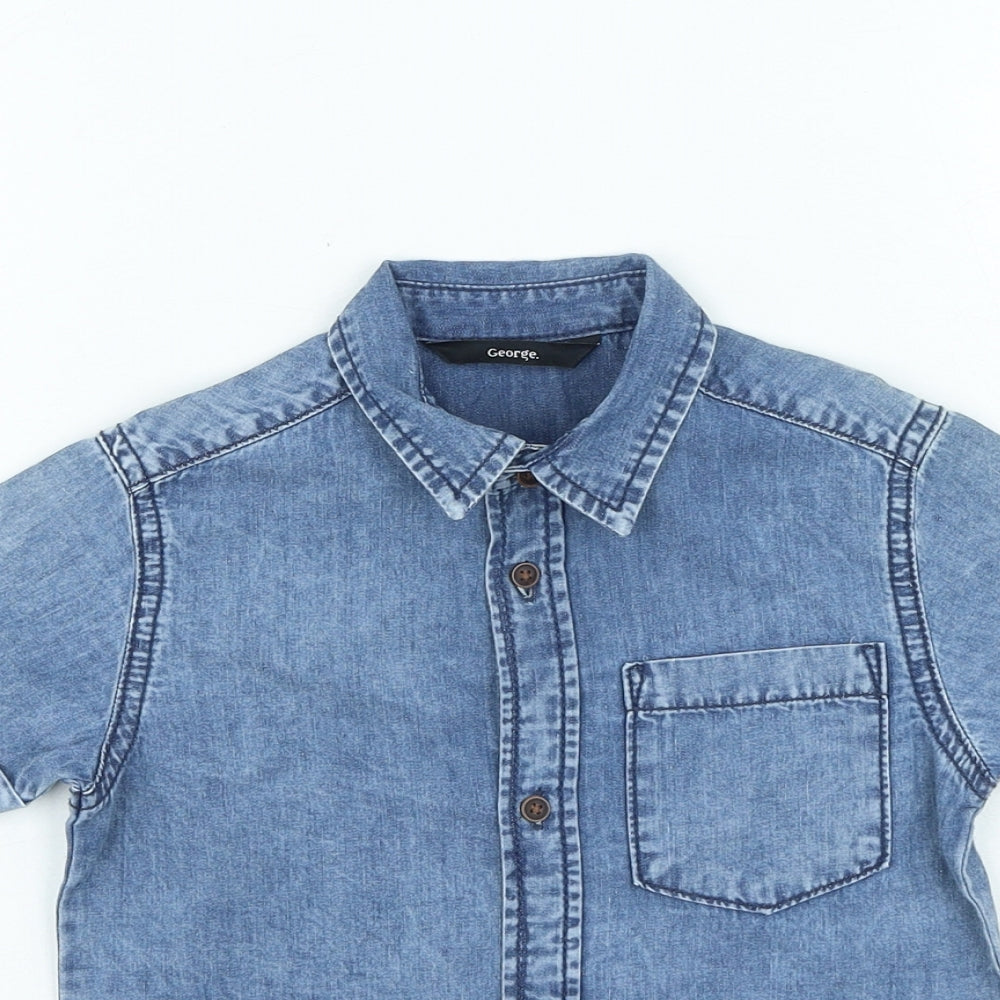 George Boys Blue Cotton Basic Polo Size 4-5 Years Collared Button