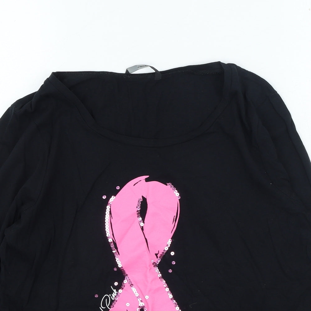 George Womens Black Cotton Basic T-Shirt Size 16 Round Neck - Tickled Pink
