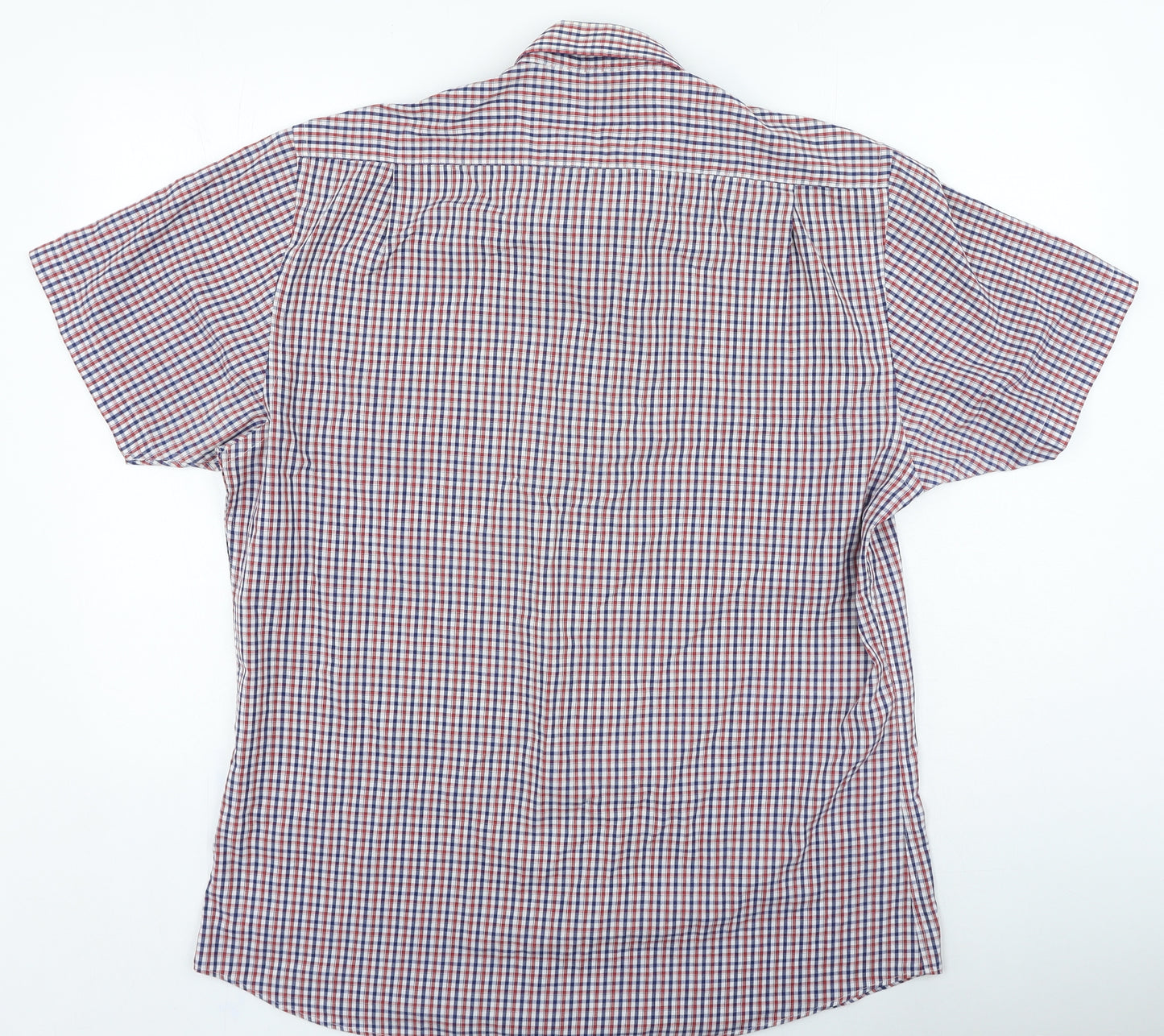 Cedar Wood State Mens Red Plaid Cotton Polo Size 17 Collared Button