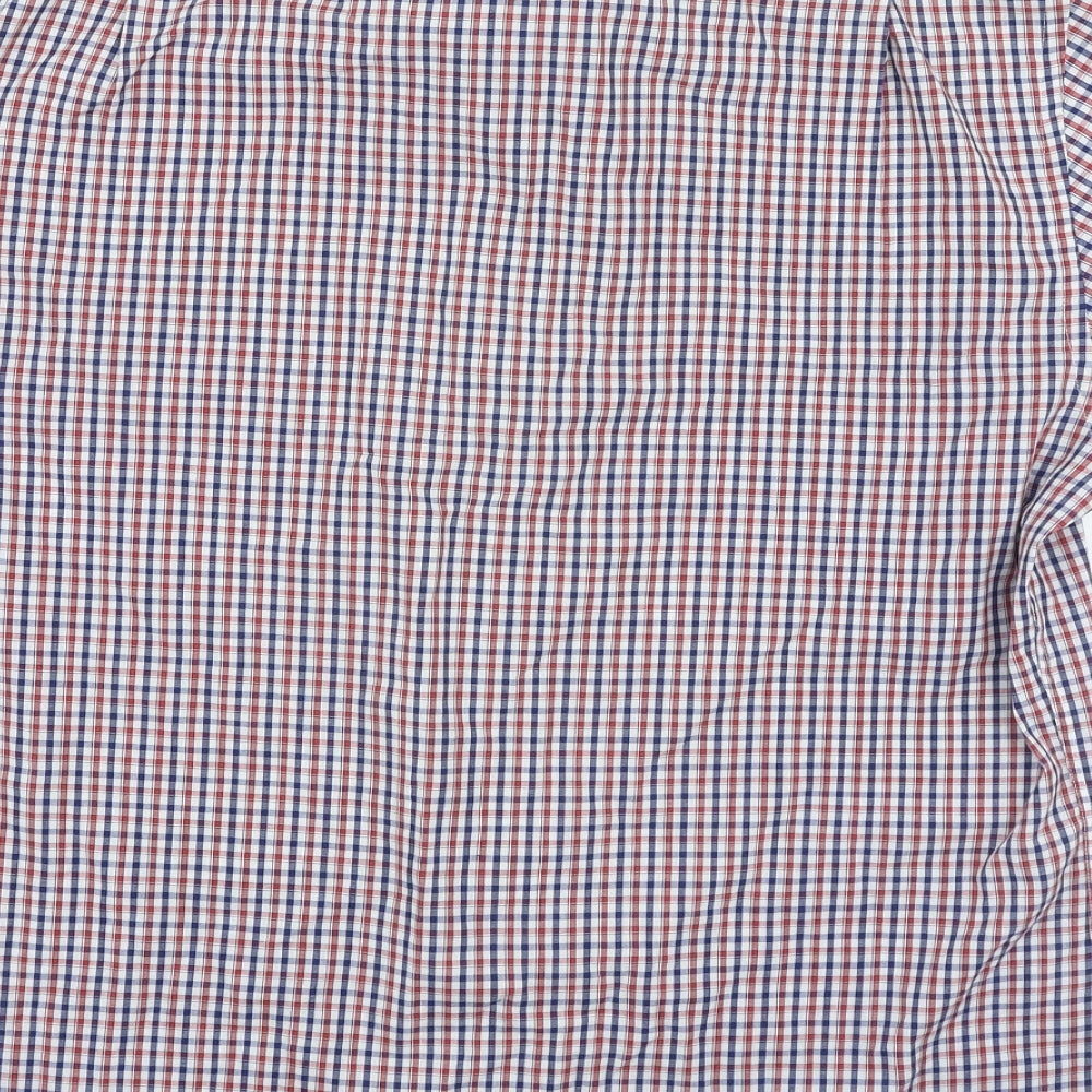 Cedar Wood State Mens Red Plaid Cotton Polo Size 17 Collared Button