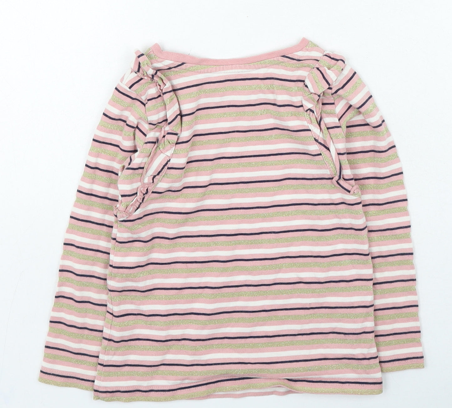 Nutmeg Girls Multicoloured Striped Cotton Basic Casual Size 3-4 Years Round Neck Pullover