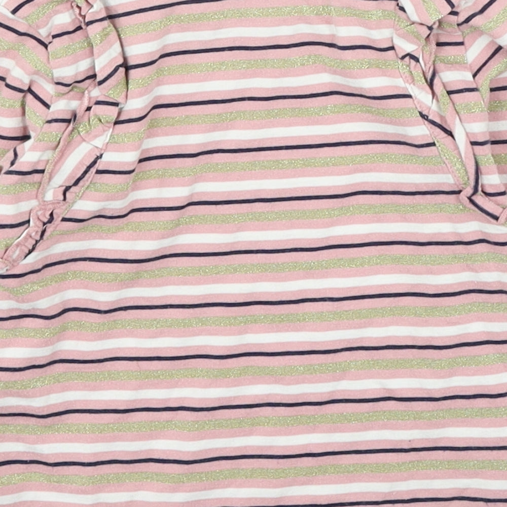 Nutmeg Girls Multicoloured Striped Cotton Basic Casual Size 3-4 Years Round Neck Pullover