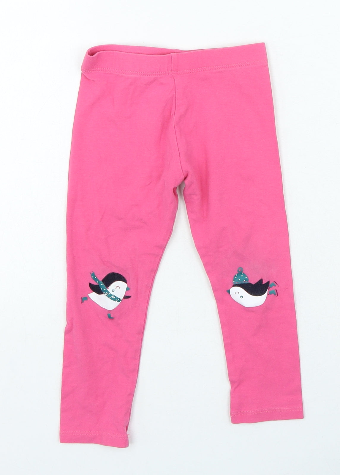 Marks and Spencer Girls Pink Cotton Jegging Trousers Size 2-3 Years Regular Pullover - Penguin