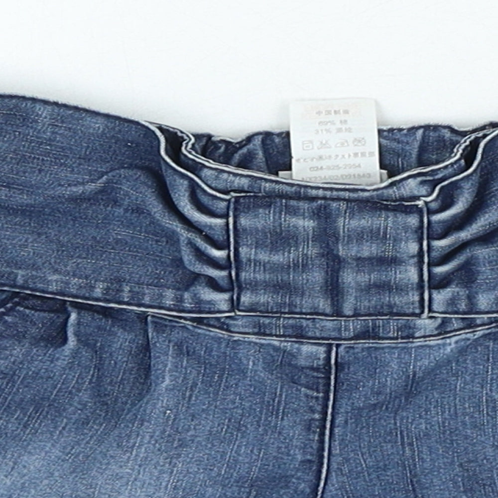 NEXT Girls Blue Cotton Mom Shorts Size 3-4 Years Regular