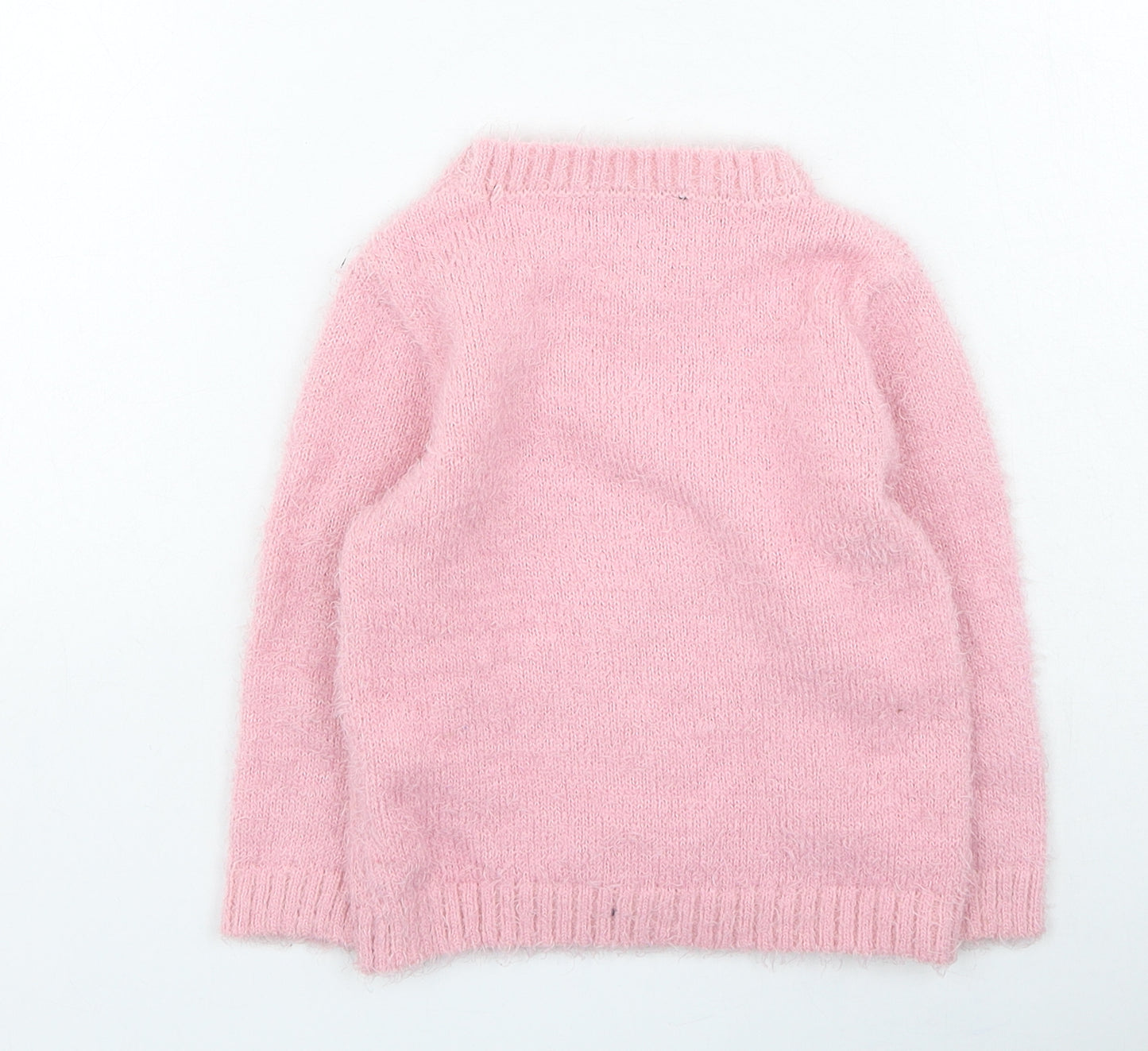 George Girls Pink Round Neck Polyester Pullover Jumper Size 2 Years Pullover - Unicorn