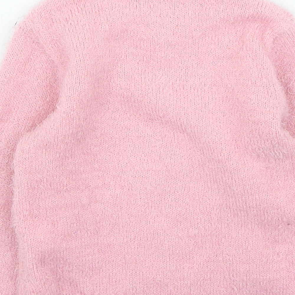 George Girls Pink Round Neck Polyester Pullover Jumper Size 2 Years Pullover - Unicorn