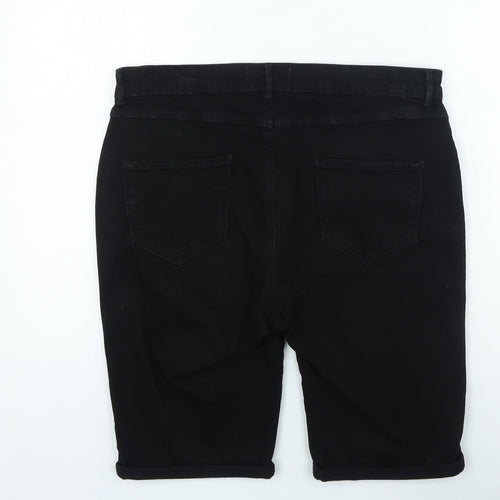 Dorothy Perkins Womens Black Cotton Chino Shorts Size 16 L12 in Regular Zip