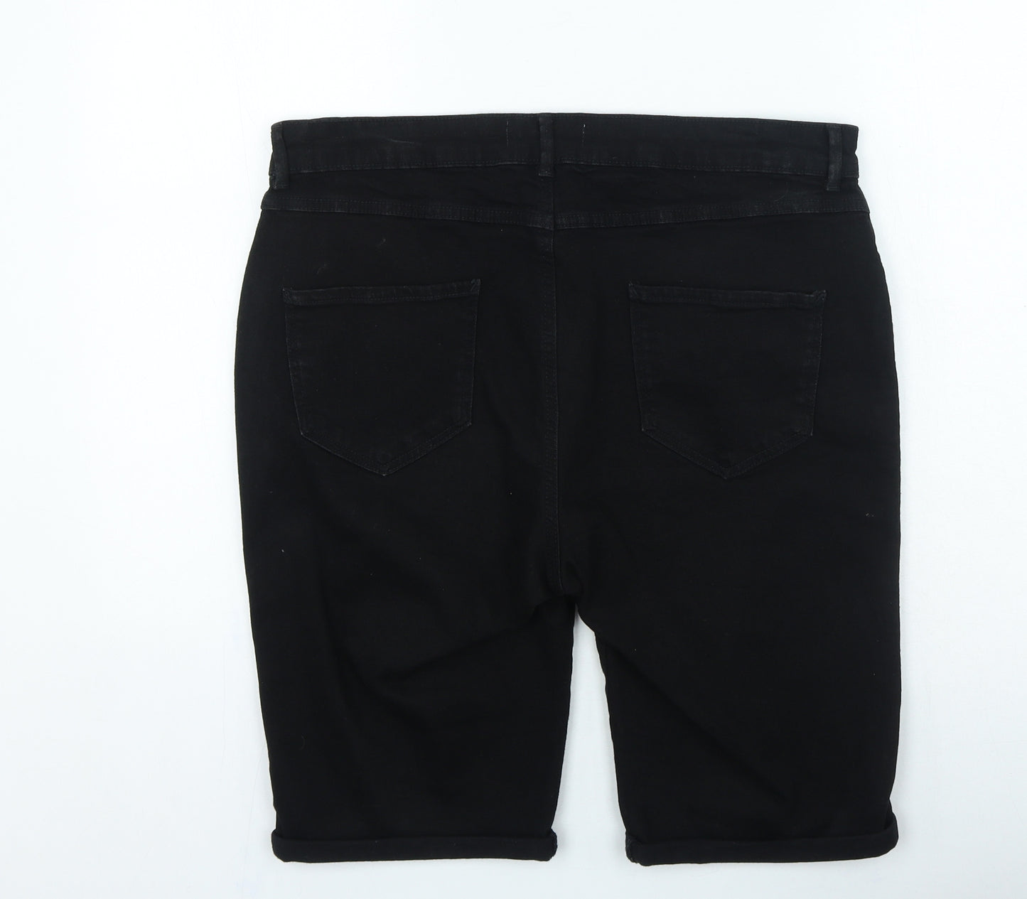 Dorothy Perkins Womens Black Cotton Chino Shorts Size 16 L12 in Regular Zip