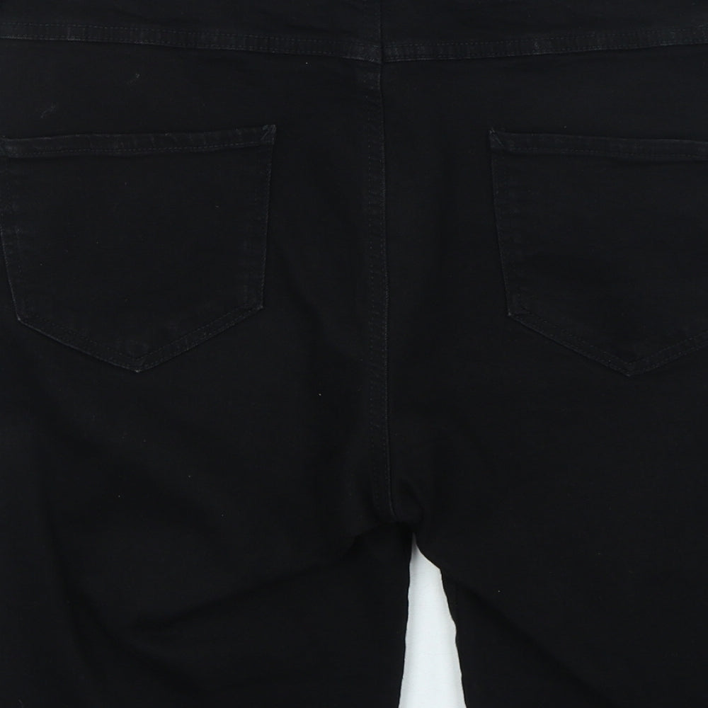 Dorothy Perkins Womens Black Cotton Chino Shorts Size 16 L12 in Regular Zip