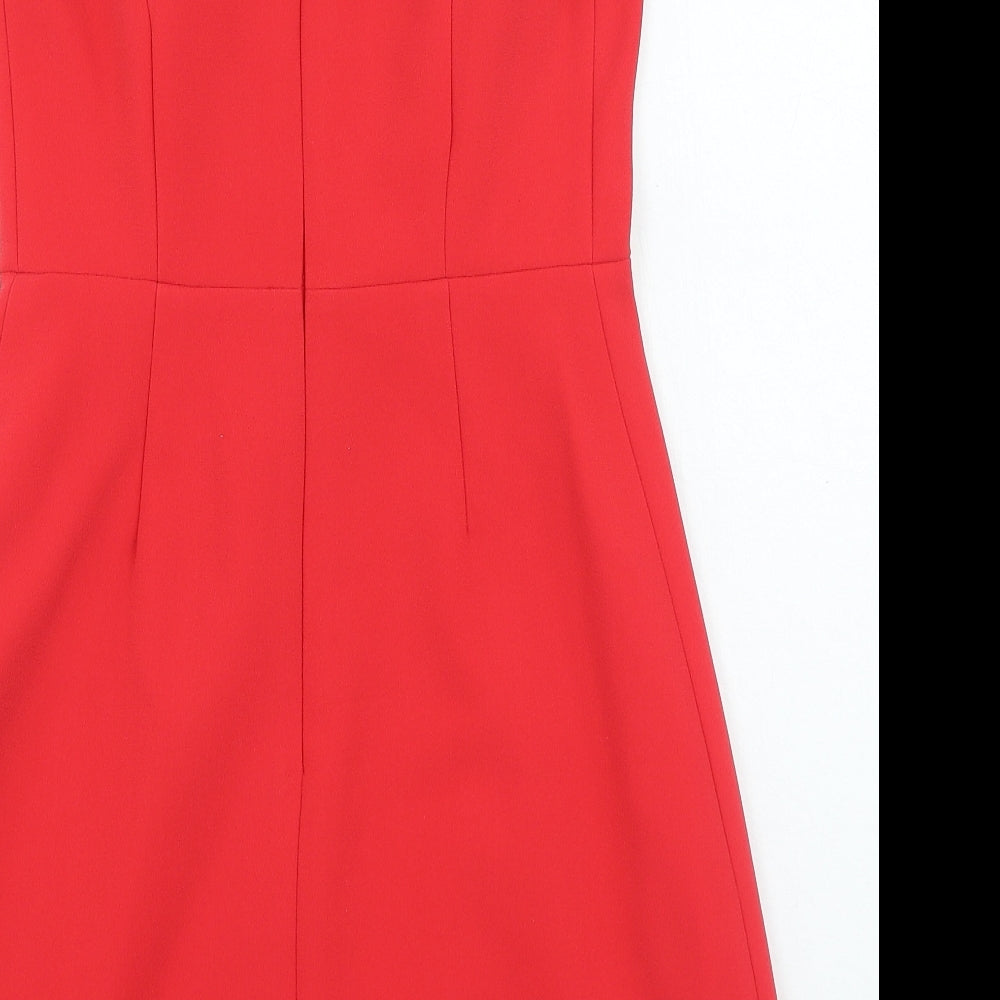 Warehouse Womens Red Polyester A-Line Size 10 Sweetheart Zip