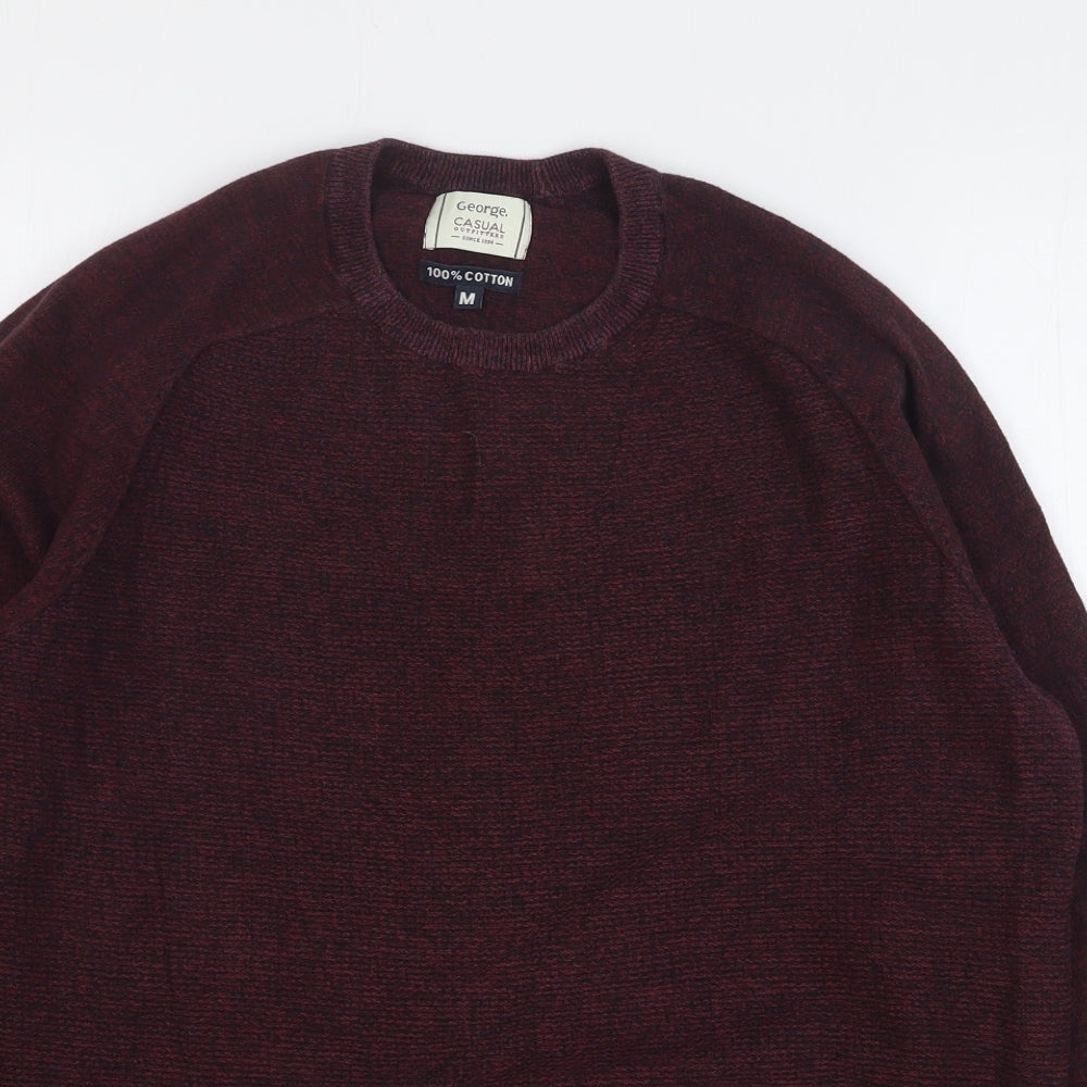 George Mens Purple Round Neck Cotton Pullover Jumper Size M