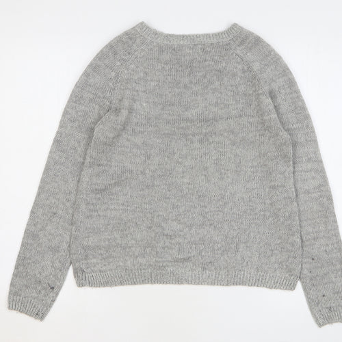 New Look Womens Grey Round Neck Acrylic Pullover Jumper Size 12 - Bling Bling